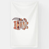 Kawaii Halloween Mummy Cat met Zwaard Classic T-Sh Spandoek (Verticaal)