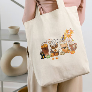 Kawaii Halloween Pompoen Specerijen Koffie Estheti Tote Bag