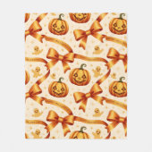 Kawaii Halloween Pumpkin & Bows Fleece Deken (Voorkant)