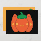 Kawaii Halloween Pumpkin Cat Briefkaart (Voorkant / Achterkant)
