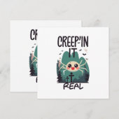 Kawaii Halloween Spin Pun Kaart (Voorkant / Achterkant)