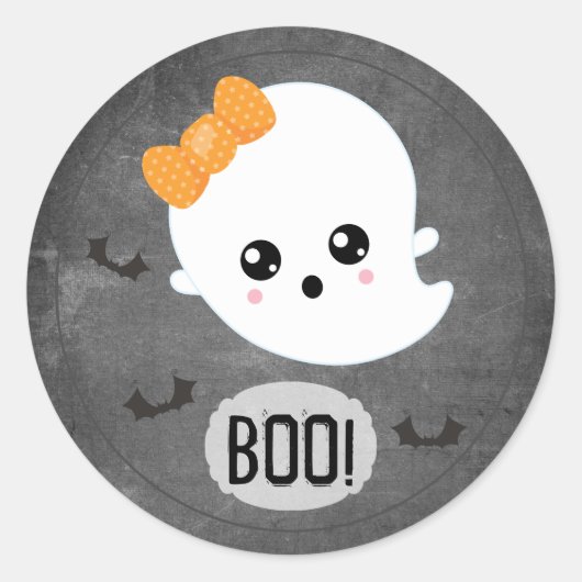 Kawaii Halloween-spook Ronde Sticker (Voorkant)