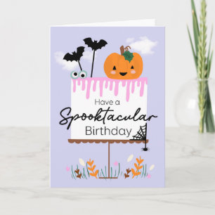Kawaii Halloween Verjaardag Pompoen Cake Spooky Kaart