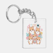 Kawaii Hamster Rings Squad Art Sleutelhanger (Voorkant Links)