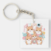 Kawaii Hamster Rings Squad Art Sleutelhanger (Voorkant)