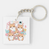 Kawaii Hamster Rings Squad Art Sleutelhanger (Achterkant)