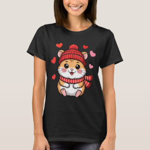 Kawaii Hamster Valentijnsdag Harten Sjaal Muts T-shirt