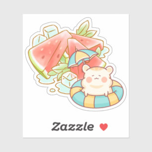 Kawaii Hamster Watermelon Zomer - Schattig Estheti Sticker