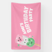 Kawaii Hanami Dango Verjaardagsfeestje Spandoek (Verticaal)