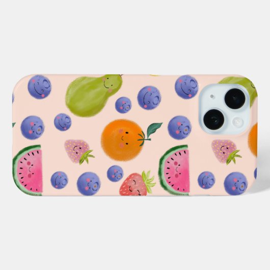 Kawaii Hand-drawn Happy Fruits Case-Mate iPhone Case (Achterkant (horizontaal))