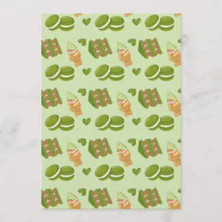 Kawaii Hand-Drawn Matcha Sweets Seamless Pattern Kaart