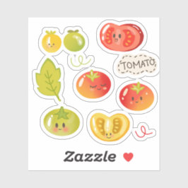 Kawaii handgetekende tomatenillustratie sticker