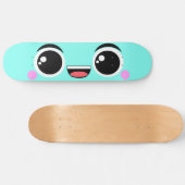 Kawaii Happy Anime Faced Aqua Skateboard (Horizontaal)