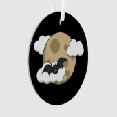 Kawaii Happy Bat Flying op Full Moon Ornament (voorkant)