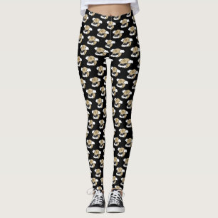 Kawaii Happy Bat Flying op Full Moon Pattern Leggings