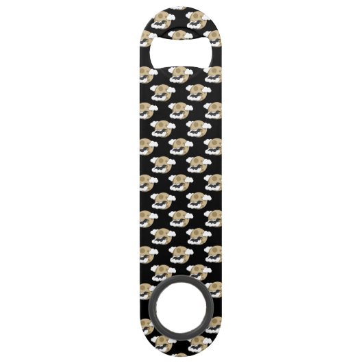 Kawaii Happy Bat Flying op Full Moon Pattern Speed Flessenopener (Voorkant)