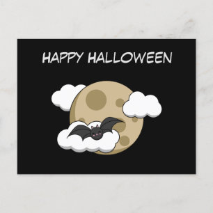 Kawaii Happy Bat Flying op Full Moon Tekst toevo Briefkaart