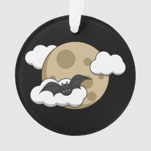 Kawaii Happy Bat Voler sur la Pleine lune