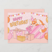 Kawaii Happy Birthday Briefkaart (Voorkant / Achterkant)