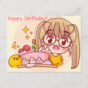 Kawaii Happy Birthday Briefkaart