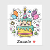 Kawaii Happy Birthday Sticker (Vel)