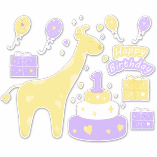 Kawaii Happy Birthday Vinyl Stickers (Voorkant)