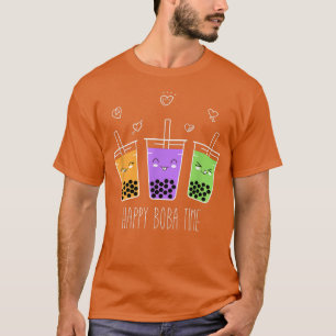 Kawaii Happy Boba Tea Time Bubble Milk Tea Drinken T-shirt