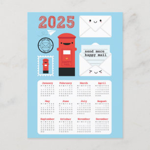 Kawaii Happy Mail 2025 Kalender Briefkaart