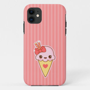 Kawaii Happy Strawberry Ice crème cone iPhone 11 Hoesje