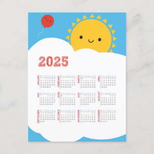 Kawaii Happy Sun 2025 Kalender Briefkaart