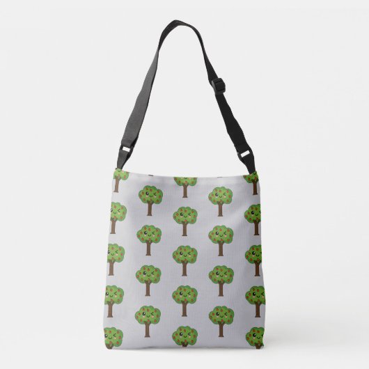 Kawaii Happy Winking Apple Tree Crossbody Tas (Achterkant)