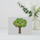 Kawaii Happy Winking Apple Tree Feestdagenkaart (Staand voorkant)