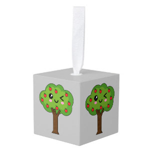 Kawaii Happy Winking Apple Tree Kubus Ornament