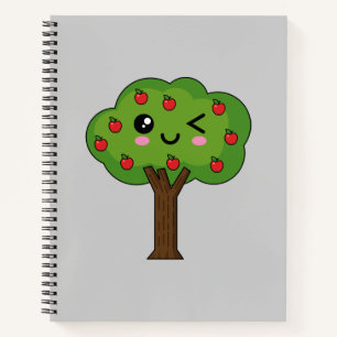 Kawaii Happy Winking Apple Tree Notitieboek