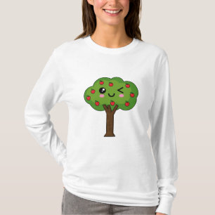 Kawaii Happy Winking Apple Tree T-shirt