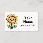 Kawaii Happy Yellow Zonnebloem Visitekaartje (Voorkant)