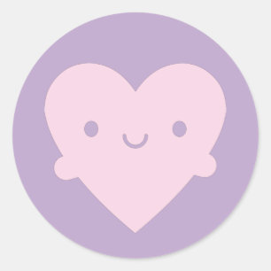 Kawaii Heart Hugs Ronde Sticker