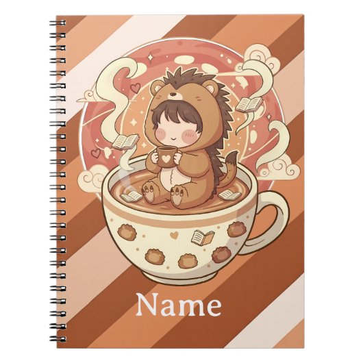 Kawaii Hedgehog Chibi School Notebook Notitieboek (Voorkant)