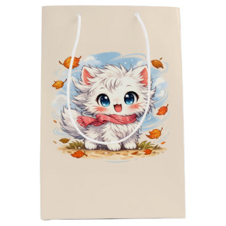 Kawaii Herfstbries Kitty – Cute Gezellige Herfstka Medium Cadeauzakje