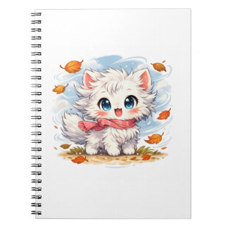 Kawaii Herfstbries Kitty – Cute Gezellige Herfstka Notitieboek