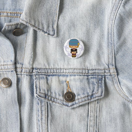 Kawaii Hipster Girl Button (In situ)
