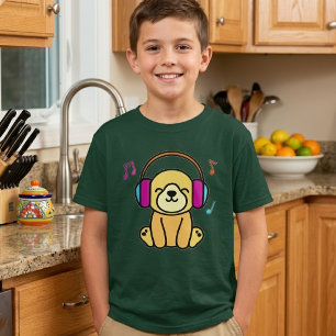 Kawaii Hond Puppies Met Kleurrijke Koptelefoons La T-shirt