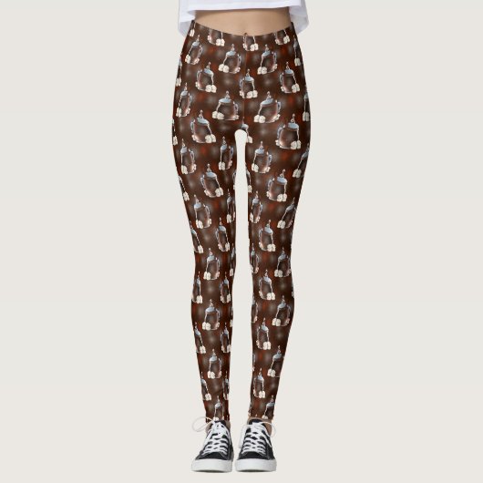 Kawaii Hot Chocolate en Marshmallows Leggings (Voorkant)