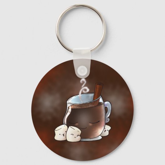 Kawaii Hot Chocolate en Marshmallows Sleutelhanger (Voorkant)