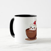 Kawaii Hot Cocoa Mug Smiling Marshmallow Art (Devant gauche)