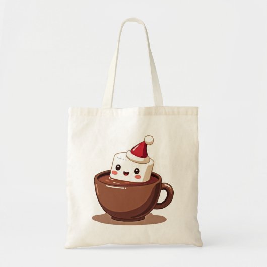 Kawaii Hot Cocoa Mug Smiling Marshmallow Tote Bag (Voorkant)