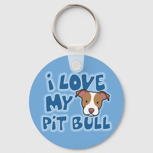Kawaii I hou van mijn pitbull Sleutelhanger (Voorkant)