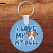 Kawaii I hou van mijn pitbull Sleutelhanger (Voorkant)
