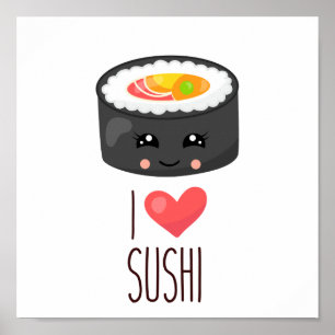 Kawaii I houdt van Sushi Poster