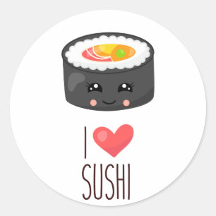 Kawaii I houdt van Sushi Ronde Sticker